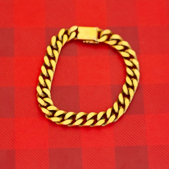 7 1/2 inch, Vintage Gold Plated Curb Chains Bracelet by Amerik Fem - O31 - Picture 1 of 3